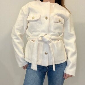 Joie Cream Teddy Jacket with Gold Accents